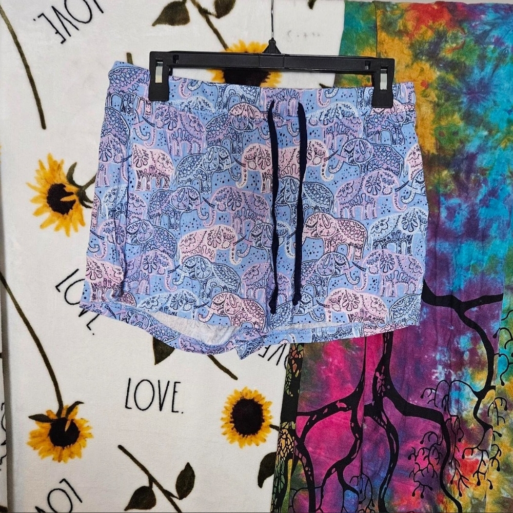 Munki Munki Womens Sleepwear Shorts, elephant design multicolor size: S